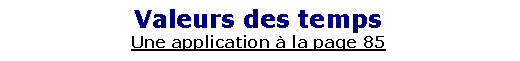 Zone de Texte: Valeurs des tempsUne application � la page 85