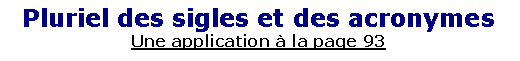 Zone de Texte: Pluriel des sigles et des acronymesUne application � la page 93