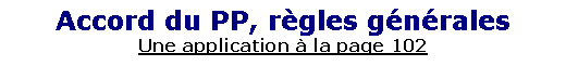 Zone de Texte: Accord du PP, r�gles g�n�ralesUne application � la page 102