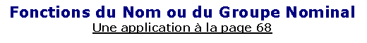 Zone de Texte: Fonctions du Nom ou du Groupe NominalUne application � la page 68