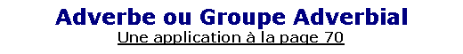 Zone de Texte: Adverbe ou Groupe AdverbialUne application � la page 70