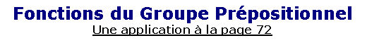 Zone de Texte: Fonctions du Groupe Pr�positionnelUne application � la page 72