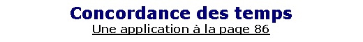Zone de Texte: Concordance des tempsUne application � la page 86